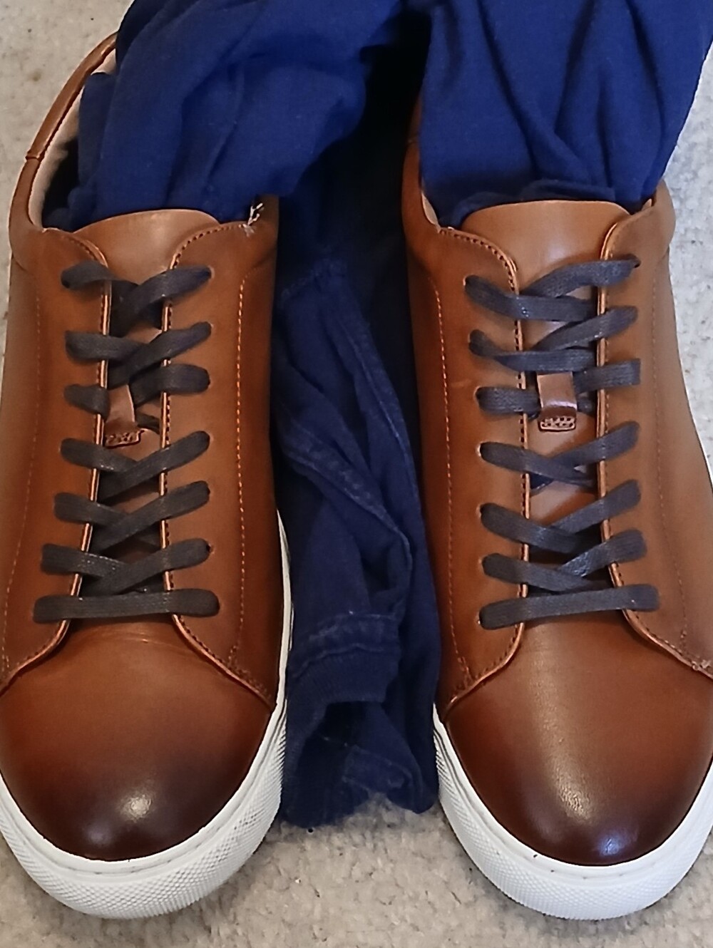 Joseph Abboud Leather Low-Top Sneakers with White Sole Worn A Few Times